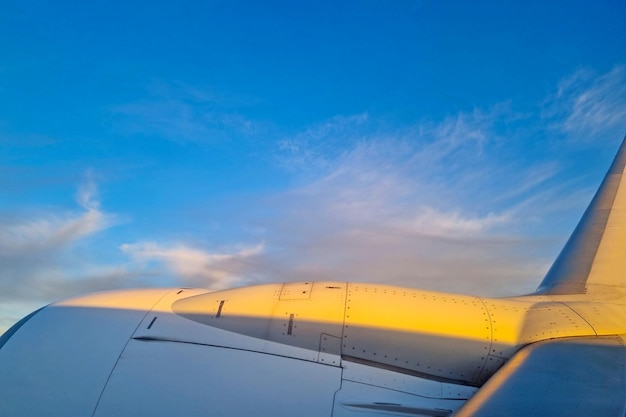 View of the sky from the window of the flying plane