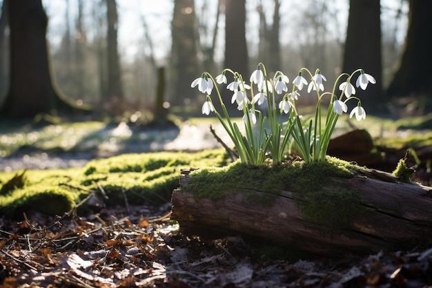 View of snowdrops in wood