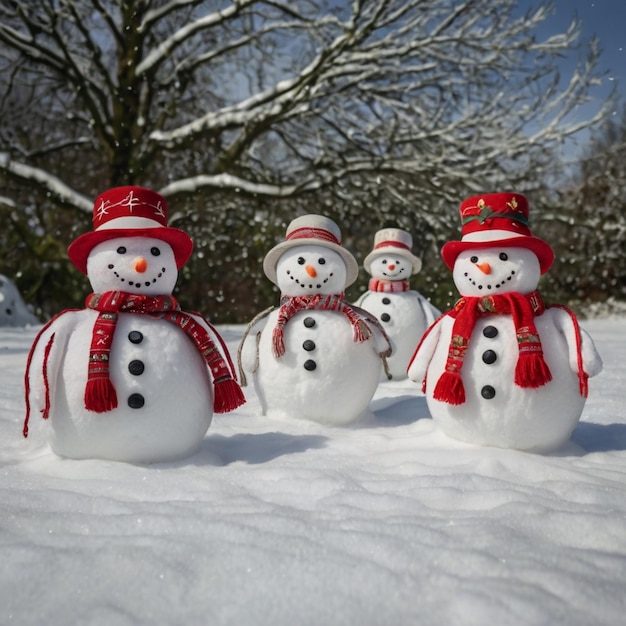 View of snowmen for christmas celebrations