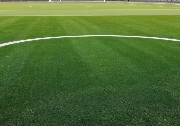 View of soccer field with grass