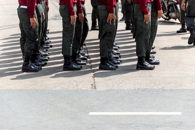 View of soldiers lined up in a row