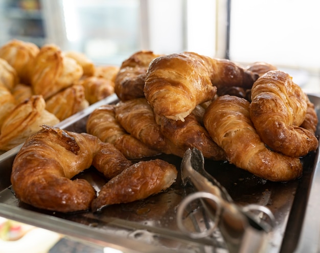 View of some croissants in a bakery