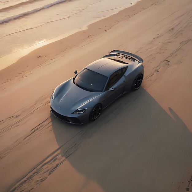 Photo a view of a sports car driving on a beach