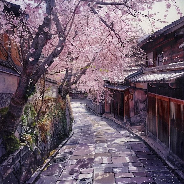 View of Spring Cherry Blossoms in Kyoto Japan