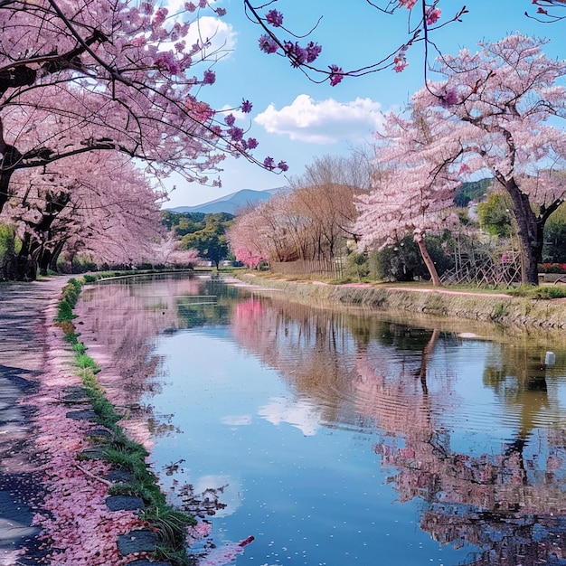 View of Spring Cherry Blossoms in Kyoto Japan