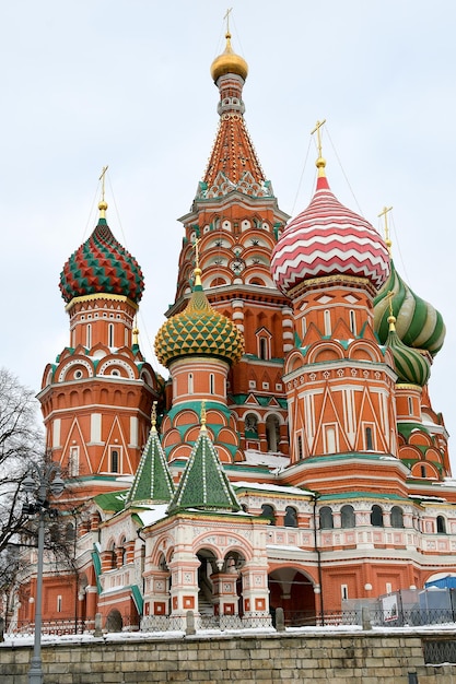 View of St Basils Cathedral on Red Square in Moscow February 11 2022 Moscow Russia