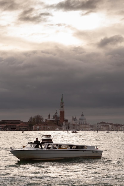 View of the St Mark's Campanile on the cloudy sky