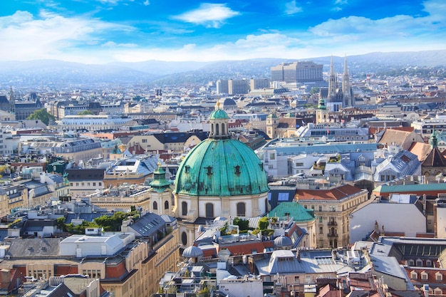 View of St. Peter's Cathedral from the observation of St. Stephen's Cathedral in Vienna, Austria