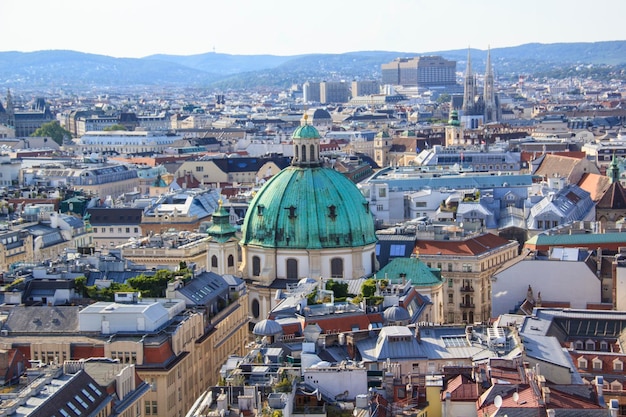 View of St. Peter's Cathedral from the observation of St. Stephen's Cathedral in Vienna, Austria