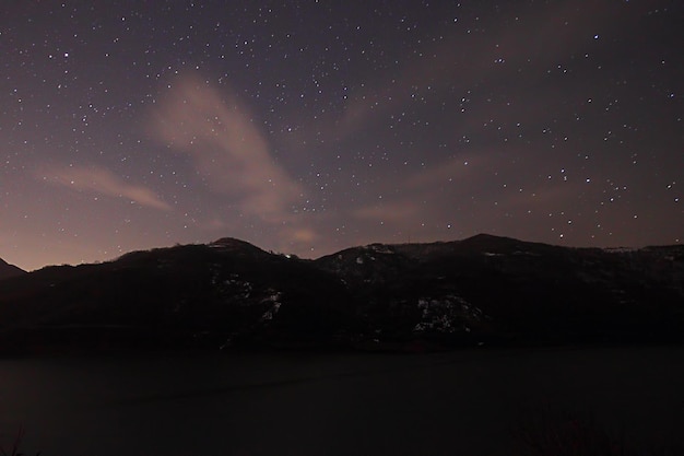 A view of the stars of the Milky Way with a mountain top in the foregroundPerseid Meteor Shower