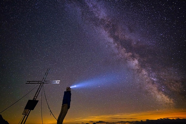 View to the stars at the top of the mountain