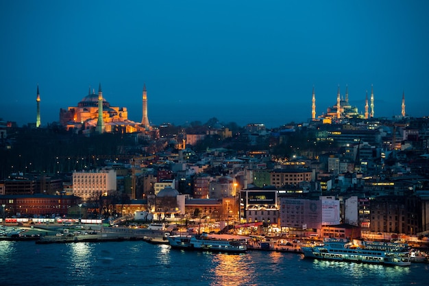 View of sunset in Istanbul from the Galata Tower.