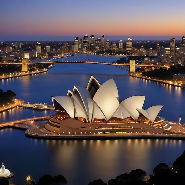 a view of the sydney opera house from the top of a hill