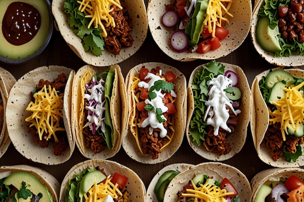 Above view tasty tacos arrangement