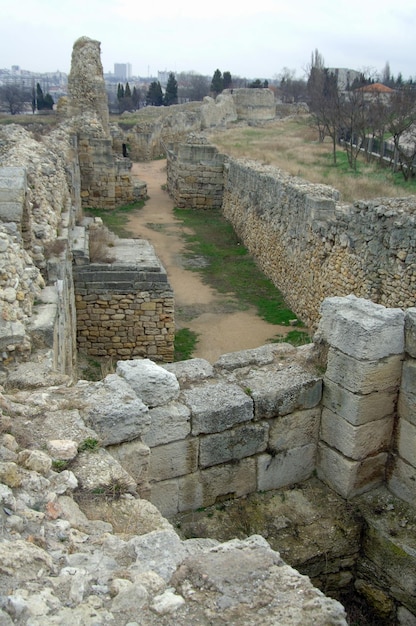 View of the territory of Chersonesos ruins of the old town