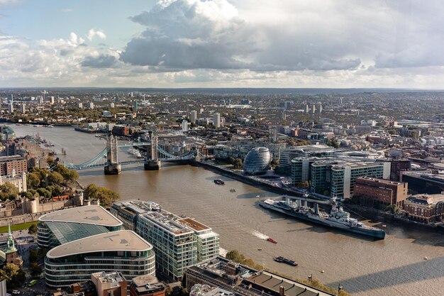 View over the Thames and city of London from the Sky Garden United Kingdom