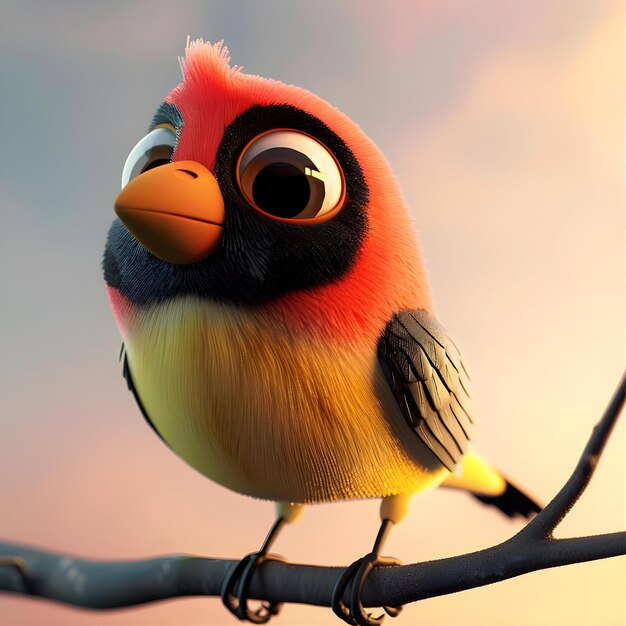 View Of Three Dimensional Animated Cartoon Bird