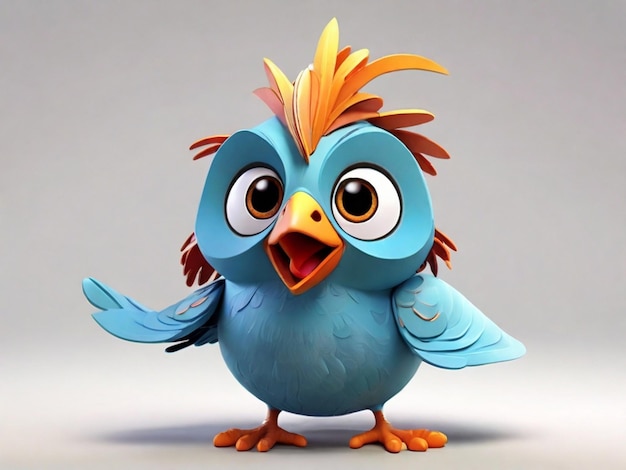 Photo view of three dimensional cartoon animated bird