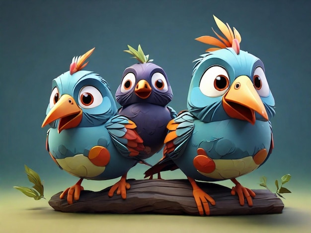 View of three dimensional cartoon animated bird