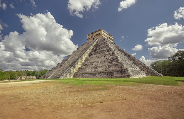 View of three quarters of the Pyramid of Chichen Itza #4