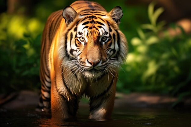 View of tiger animal in the wild AI Generated