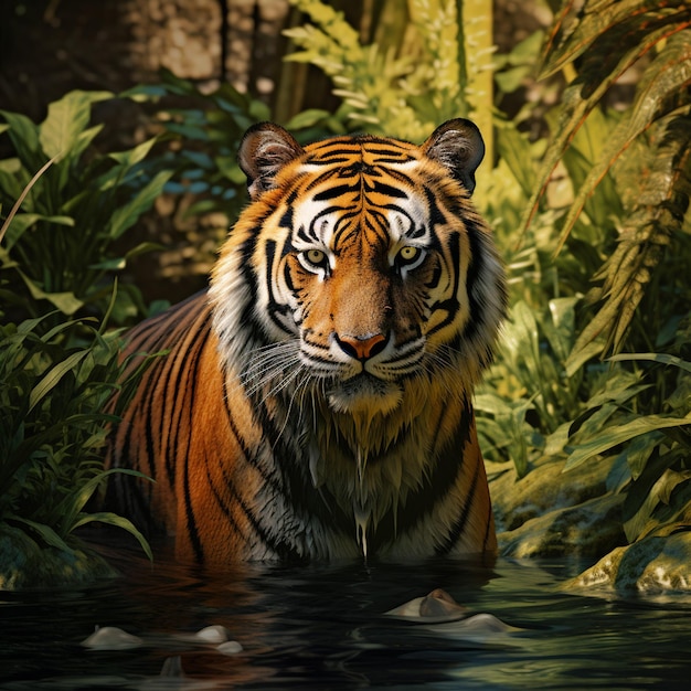 View of tiger animal in the wild