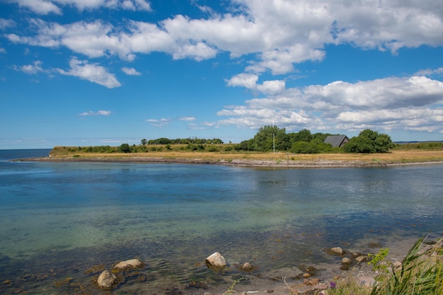 View towards island of Dybso in the Danish countryside