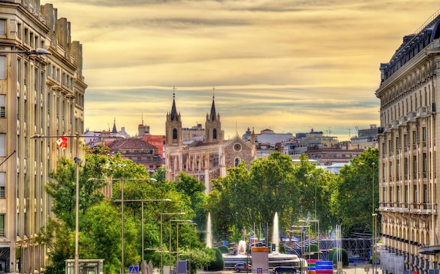 View towards San Jeronimo el Real Church in Madrid Spain