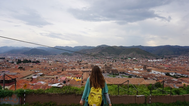 View at town Cusco in the Peruvian Andes