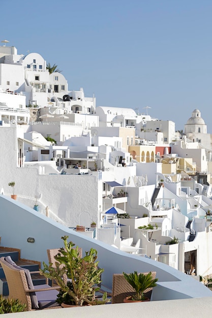 View of the town of Fira in Santorini island Greece