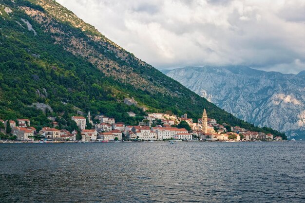 View town of Perast at Bay of Kotor  Montenegro