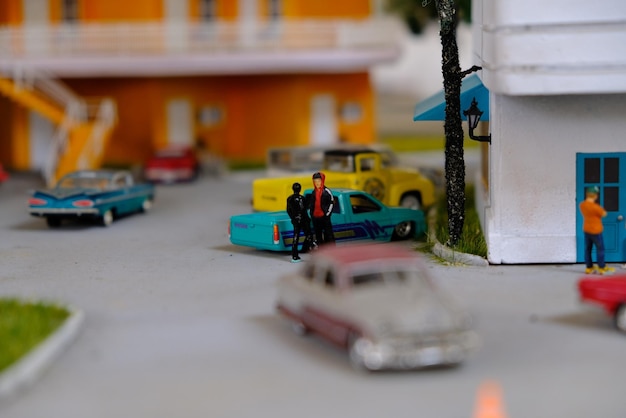 View of toy car on road