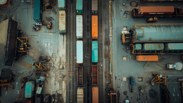 a view of a train track from above