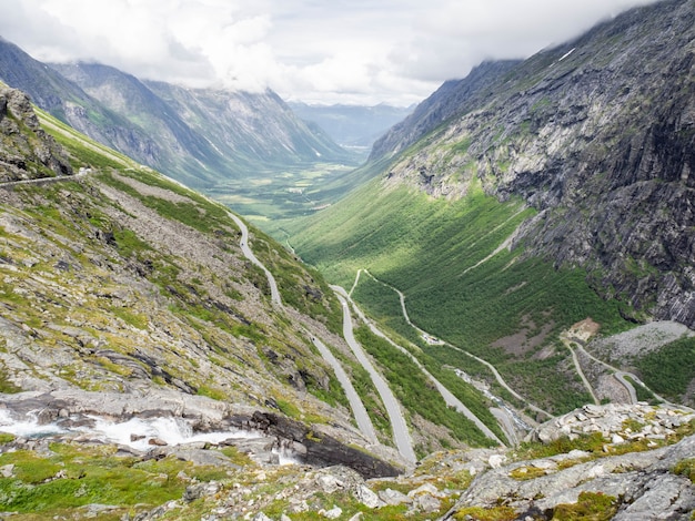 View of the Troll Road in Norway. Mountain landscape with winding road for cars