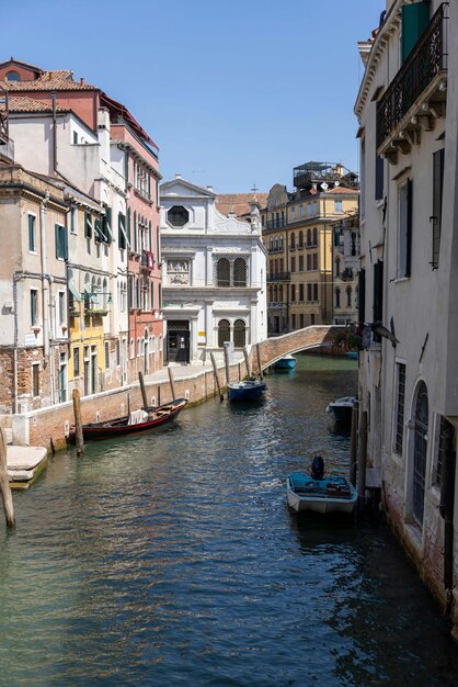 View of Venice Grand Canal and Santa Maria della Salute church in the evening