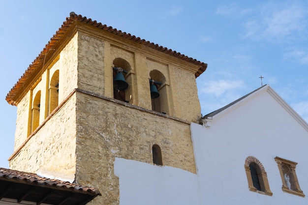 View of Villa de Leyva39s historic church and colonial architecture