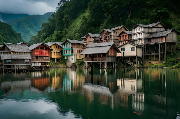 A view of a village in the mountains