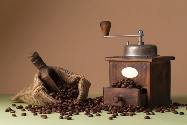 View of vintage coffee grinder