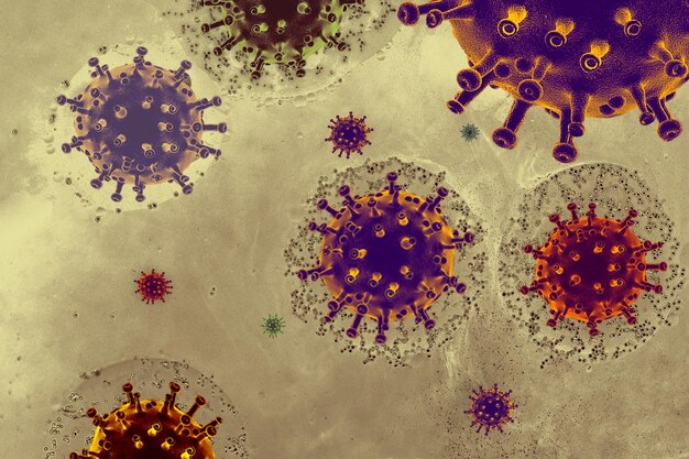 View of a virus cells or bacteria molecule infectious disease concept