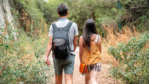 View of a walking couple on the Island of Sainte-Marguerite, France