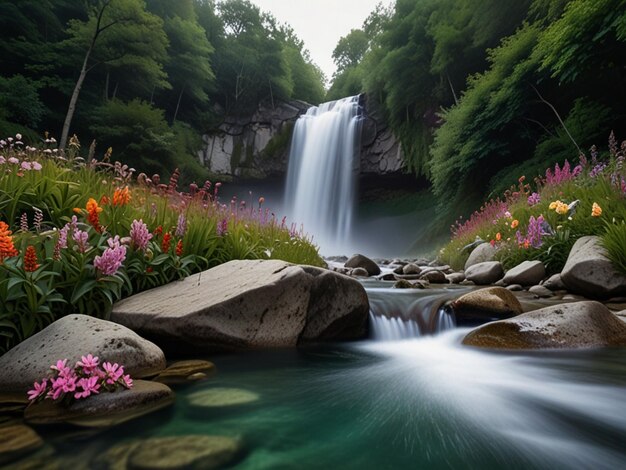 View of waterfall in forestKok SathonThailand