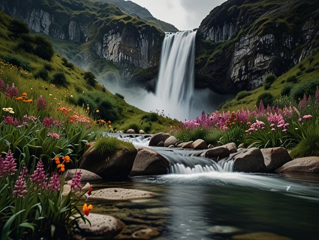 View of waterfall in forestKok SathonThailand