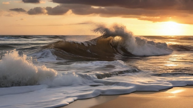 view of the waves crashing on the beach