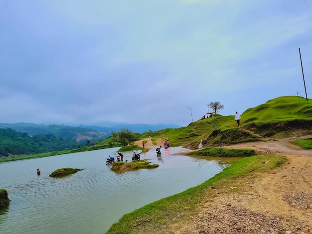 View of a wide mountain river