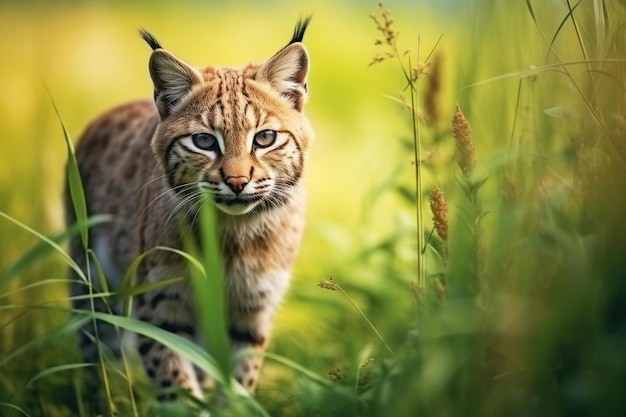 View of wild bobcat in nature