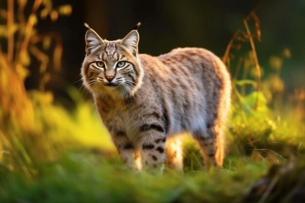 View of wild bobcat in nature