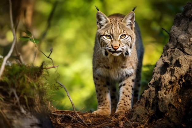 View of wild bobcat predator