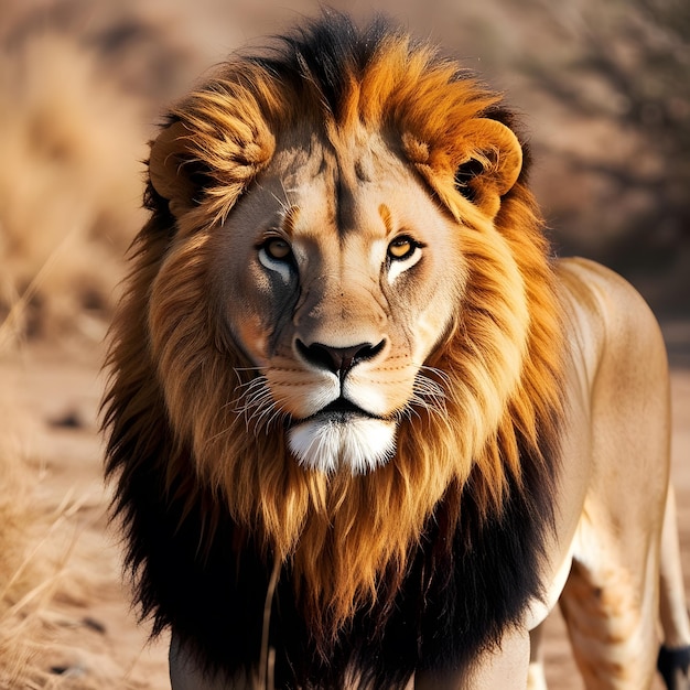 View of wild lion in nature