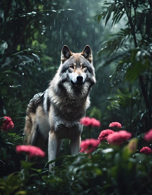 View of wild wolf in nature