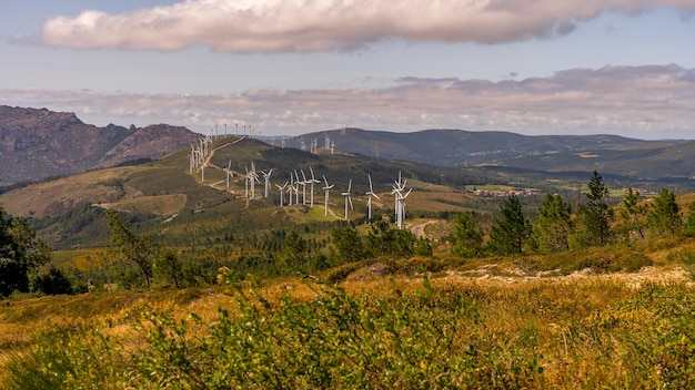 View of wind turbines energy production in spain